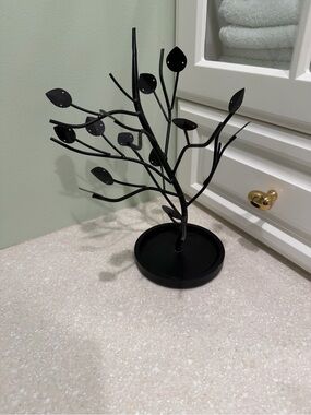 Black Metal Jewelry Tree Stand - Decorative Home Accent